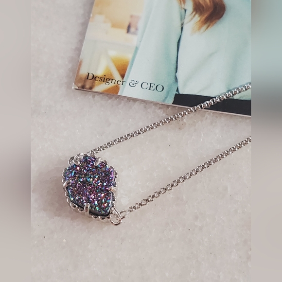 Kendra Scott Multi Iridescent Drusy Theo Silver Bracelet NWT - Picture 4 of 6